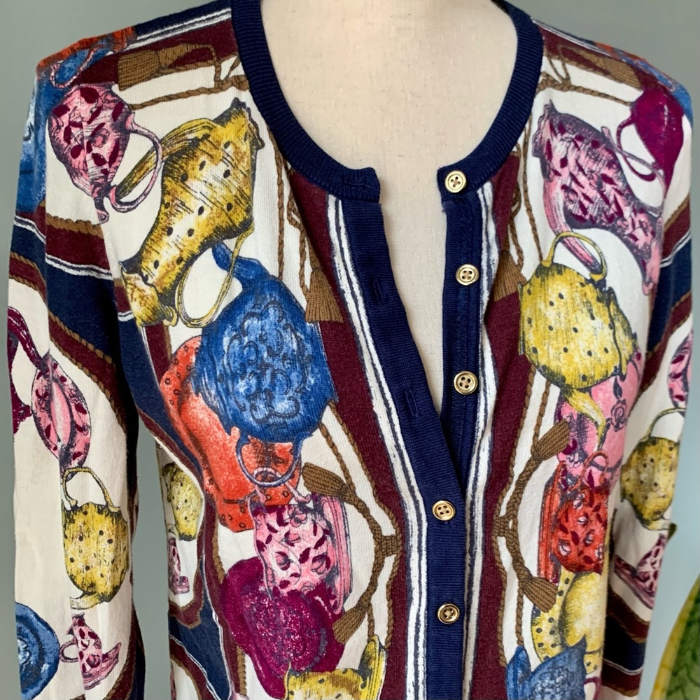 ❗️Sold❗️Talbots Charming Tea Party Cardigan Sweater • Long Sleeve • Small Petite - Picture 7 of 12